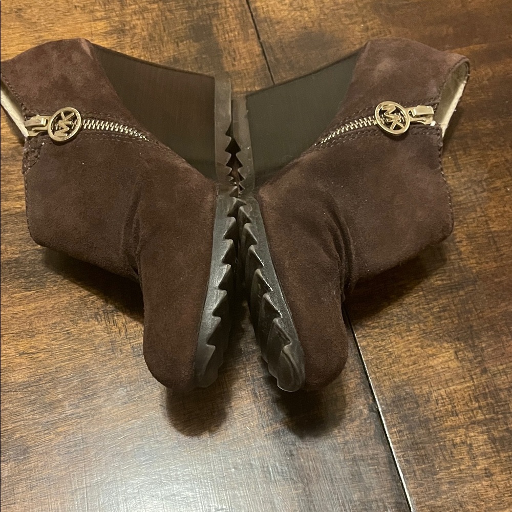Michael Kors Dark Brown Suede Wedge Booties - Picture 3 of 13